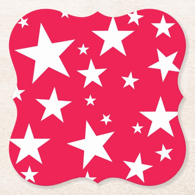 Porta-copo De Papel Modelo de Natal Red White Stars Elegante (Frente)