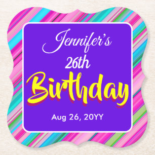 Porta-copo De Papel Modelo personalizado de aniversário com listras de