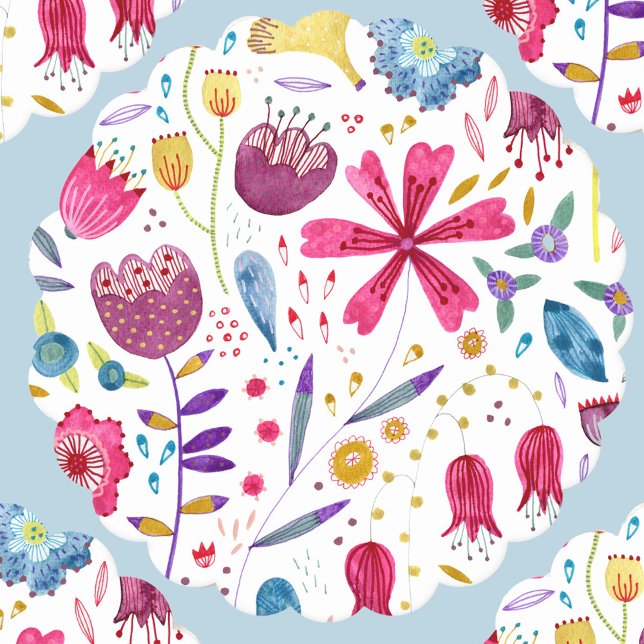 Porta-copo De Papel Modern Floral Watercolor (Floral watercolor modern paper coasters)