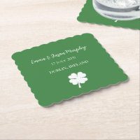 Modern Green Irish Four Leaf Clover Weds