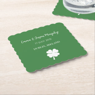 Porta-copo De Papel Modern Green Irish Four Leaf Clover Weds