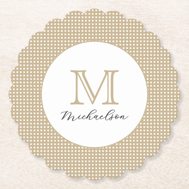Porta-copo De Papel Modern Minimal Gold Elegant Monogram (Frente)