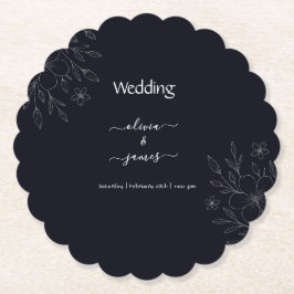 Porta-copo De Papel Moderna vinheta floral minimalista preta e branca