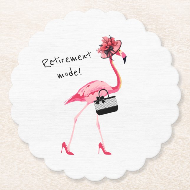 Porta-copo De Papel Modo de aposentadoria! Chic Classy Pink Flamingo (Frente)
