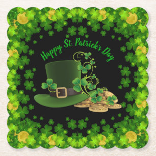 Porta-copo De Papel Moedas Douradas e Ruas de Shamrocks. Dia de Patric