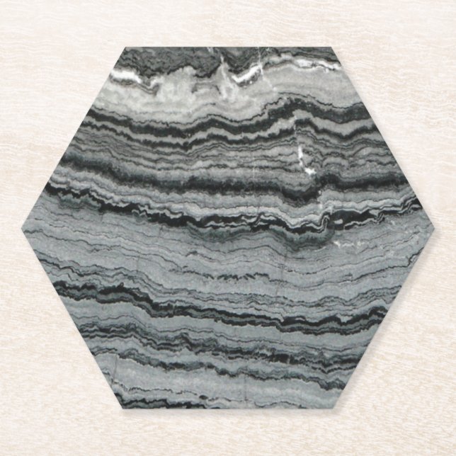 Porta-copo De Papel Moldura de mármore preto branco-preto (Frente)