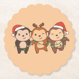 Porta-copo De Papel Monkey Christmas Christmas Animals Cute Monkeys Pa