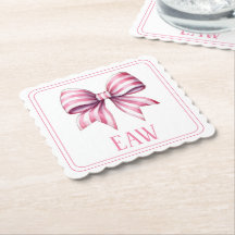 Monograma de Arco de Aquarela Rosa e Branco Costei