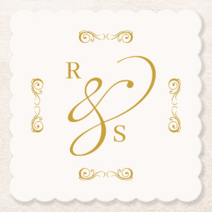 Porta-copo De Papel Monograma de Casal Minimalista