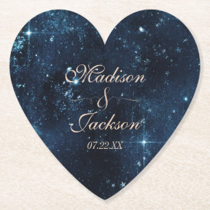 Porta-copo De Papel Monograma de Casamento da Galáxia Celestial da Est