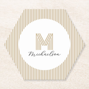 Porta-copo De Papel Monograma de Listras de Ouro Minimalista Moderna
