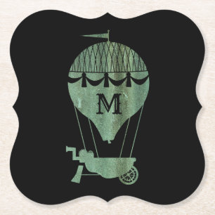 Porta-copo De Papel Monograma do Balão de Ar Quente Steampunk Verdigri