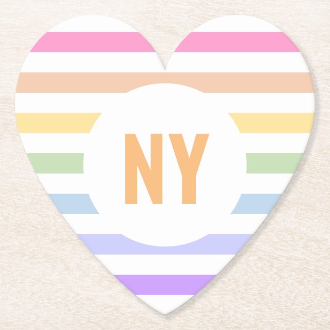 Porta-copo De Papel Monograma em Círculo Branco Banhas Arco-íris Paste (Frente)