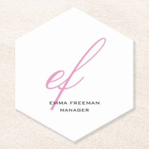 Porta-copo De Papel Monograma gigantesco, branco, cinza rosa-moderna v