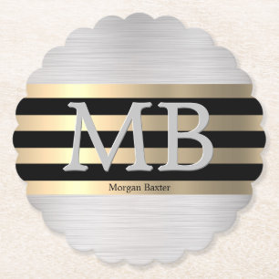 Porta-copo De Papel Monograma & Nome DIY, Aço Escovado Yel Dourado Pre