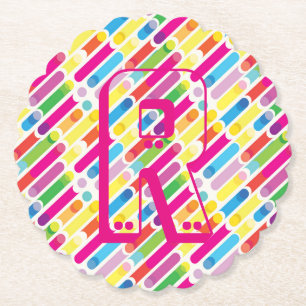 Porta-copo De Papel Monograma Rainbow Diagonal Lines, Pop
