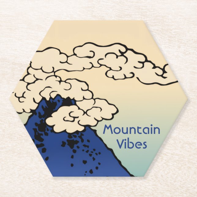 Porta-copo De Papel Monte Fuji com Nuvens Adicione Seu Nome (Frente)