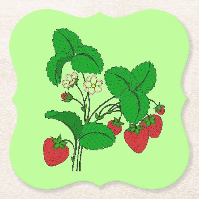 Porta-copo De Papel Morangos para o café da manhã (Frente)