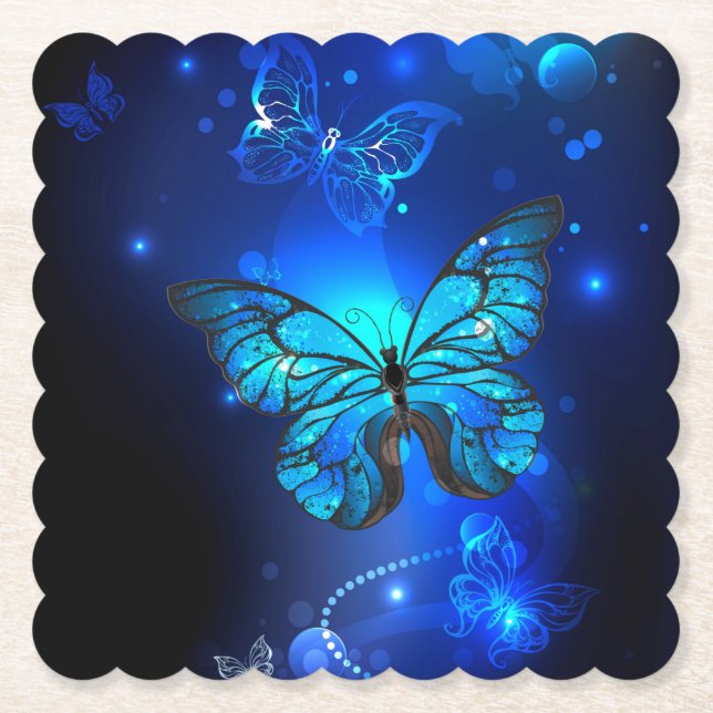 Porta-copo De Papel Morpho Butterfly in the Dark Background (Frente)