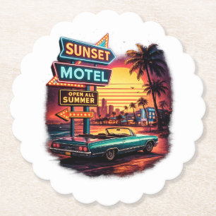 Porta-copo De Papel Motel Sunset Aberto a Noite Inteira Design Retro
