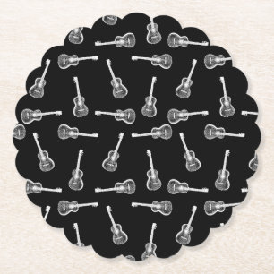 Porta-copo De Papel Música preta & branca do design das guitarra