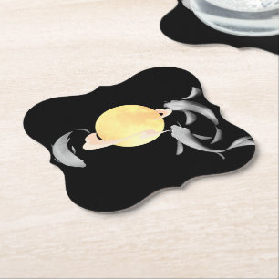 Porta-copo De Papel Mystic Koi & Ouro Moon - Elegante Zen Ar Japonês