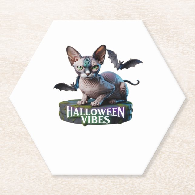 Porta-copo De Papel Mystic Sphynx Cat Halloween Aura Classic T-Shirt (Frente)