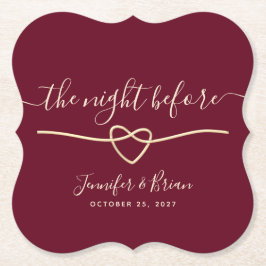 Porta-copo De Papel Na noite anterior ao Janto de ensaio da Borgonha