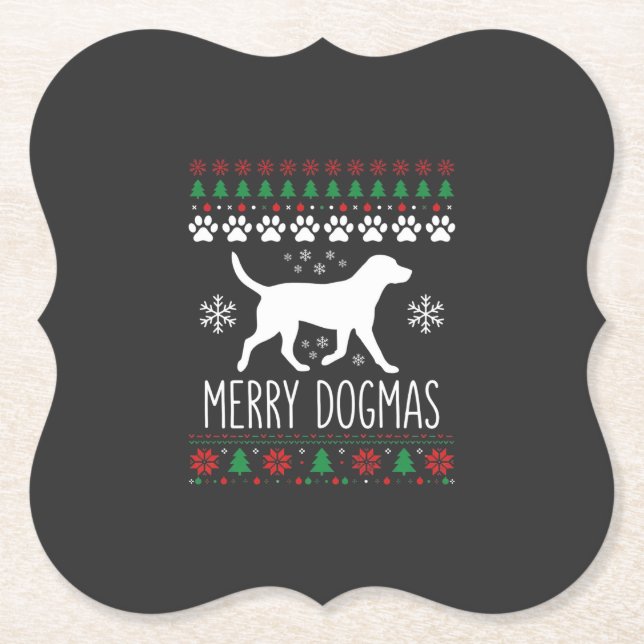 Porta-copo De Papel Natal de Cachorro Vetor de Dogmas Alegres (Frente)