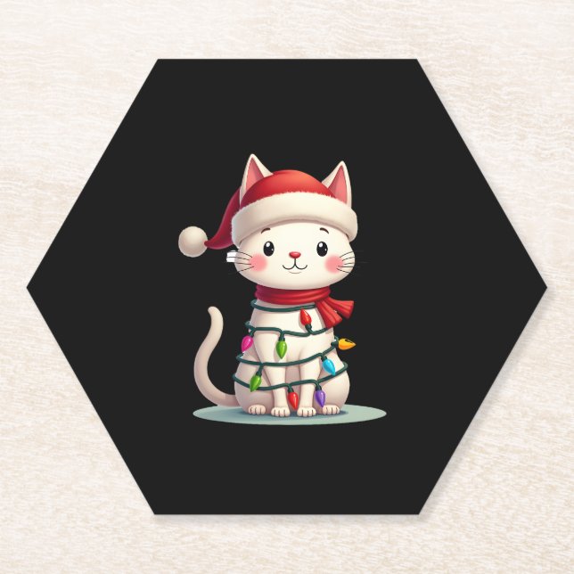 Porta-copo De Papel Natal de gato (3) (Frente)