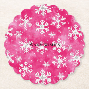 Porta-copo De Papel Natal de Glam Snowflakes Rosa