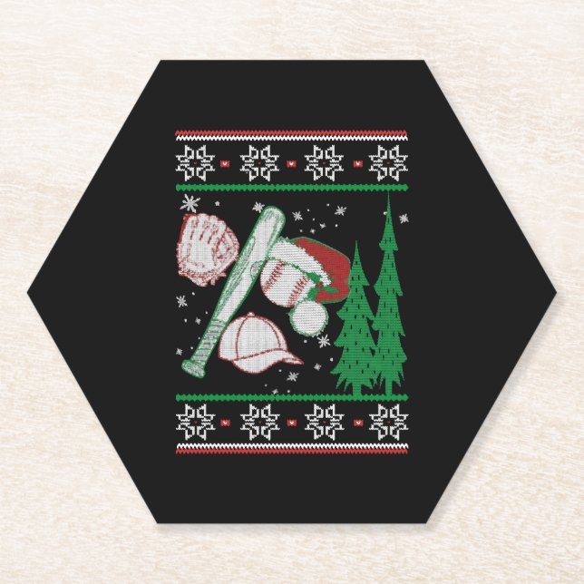 Porta-copo De Papel Natal do Baseball (Frente)