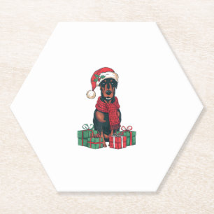 Porta-copo De Papel Natal do cachorro do Doberman do Santa Hat Lightin