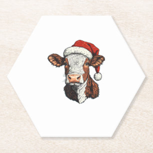 Porta-copo De Papel Natal do Cow Santa Hat