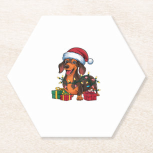 Porta-copo De Papel Natal do Dachshund Dog do Santa Hat Lighting
