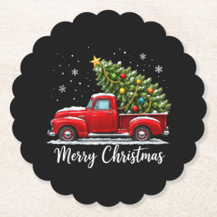 Porta-copo De Papel Natal Feliz Natal Caminhão Vermelho Árvore Homens
