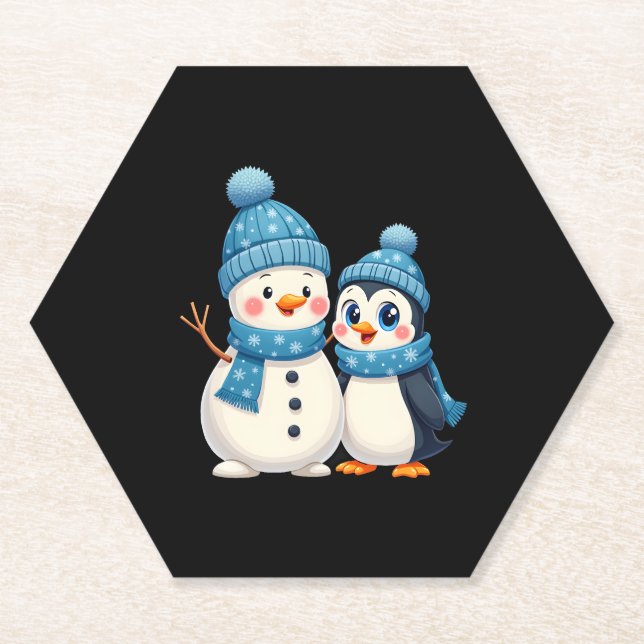 Porta-copo De Papel Natal Feliz Natal Para Presente Pinguim Boneco de  (Frente)