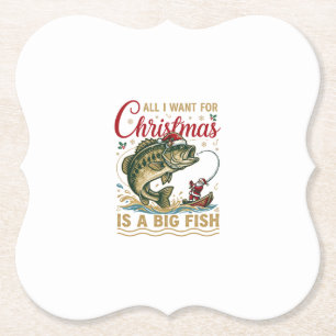 Porta-copo De Papel Natal Grande Peixe Robalo Papai Noel Barco Pesca