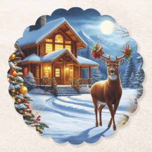 Porta-copo De Papel Natal/Inverno Deer Lodge