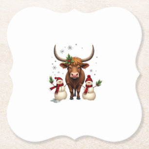 Porta-copo De Papel Natal Vintage Vaca das Terras Altas com Bonecos de