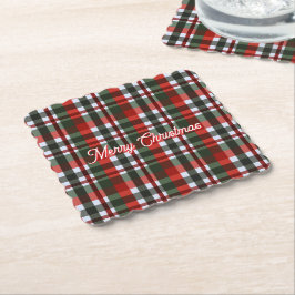 Porta-copo De Papel Natal Xadrez Vermelho e Verde