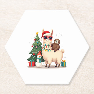 Porta-copo De Papel Natal Xmas Llama Preguiçoso Engraçado Natal (2)