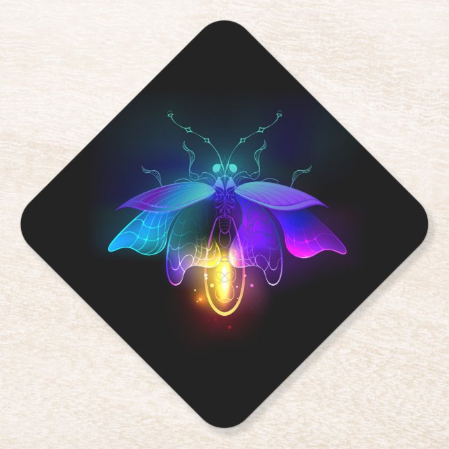 Porta-copo De Papel Neon Firefly a preto (Frente)