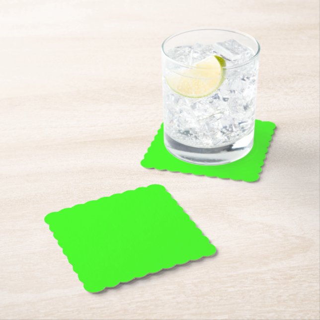Porta-copo De Papel Neon Green Scalloped Square (Insitu)