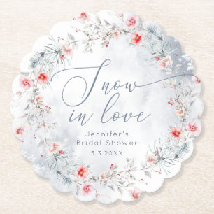Porta-copo De Papel Neve de Inverno no Amor elegante Chuveiro de Noiva