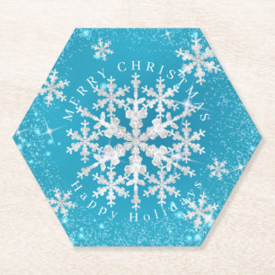 Porta-copo De Papel Neve Flakes Aqua White