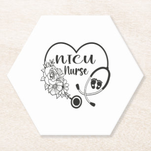 Porta-copo De Papel Nicu Enfermeiro Estetoscópio Cardíaco Floral