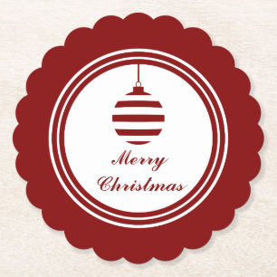 Porta-copo De Papel NOEL Feliz Natal Feriado Vermelho e Branco Bauble