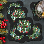 Porta-copo De Papel NOEL Greenery Holiday Black<br><div class="desc">A palavra NOEL entre as folhas e as bagas de inverno em fundo preto (ou qualquer cor),  estas portas copos de papel são elegantes para qualquer ocasião de Natal de férias. CORRESPONDENDO a itens na nossa loja.</div>