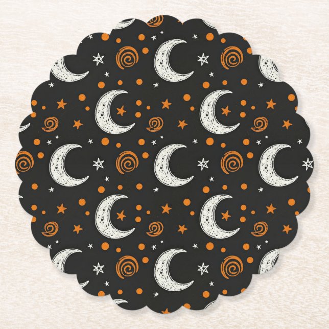 Porta-copo De Papel Noite Caprichosa Céu Crescente Halloween  (Frente)